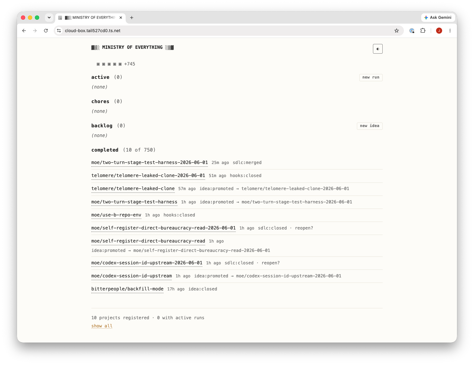 MoE Inbox Zero Dash